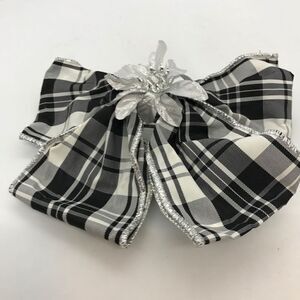 Bow Hair Barrette Watch Plaid Black White Hair Accessory
